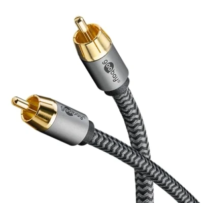 Bild av goobay 65296 Mono RCA kabel 2 m/ljudkabel för subwoofer HiFi enheter/flexibel textilkabel/digital koaxialkabel/guldpläterade anslutningar