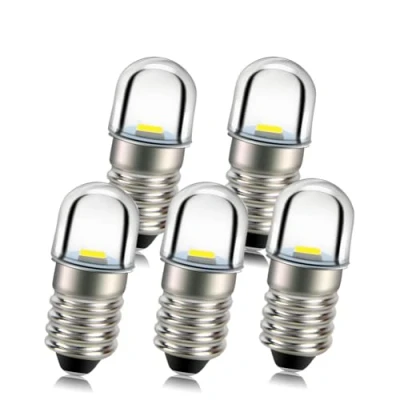 Bild av Ruiandsion 5 st E10 basuttag LED lampa 1 W 3 V vit utbytbar ficklampa pannlampa mini huvudlampa ficklampor, negativ jord