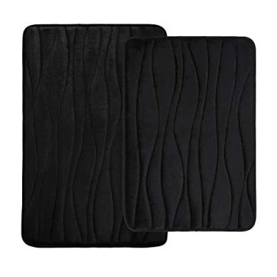 Bild av Homaxy Badmattor, set i 2 delar, memory foam, absorberande badmatta, set, halkfri, tvättbar badrumsmatta, delar (40 x 60 cm + 50 76 cm, svart)