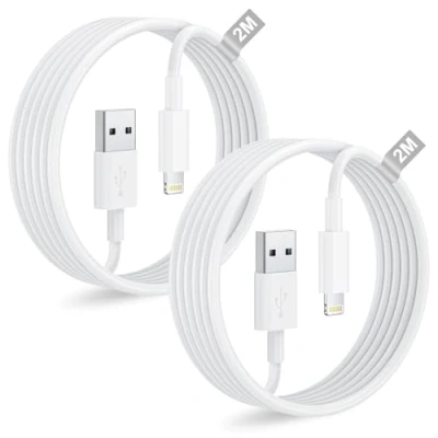 Bild av MFi certifierad iPhone kabel, 2 stycken meter USB blixt för snabbladdning kompatibel med Apple 14 13 12 11 Pro Max/Mini/X/XS/8/7/6Plus/SE/iPad