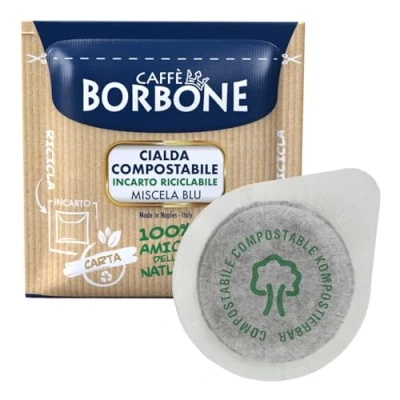 Bild av Caffè Borbone Komposterbara Kaffepads, Blå Blandning 100 Kaffepads systemet E.S.E.®