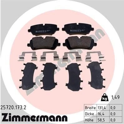 Bild av ZIMMERMANN 25720.173.2 Jeu de plaquettes frein préparé pour indicateur d&#039;usure la photo correspond au contenu livraison, avec ressort