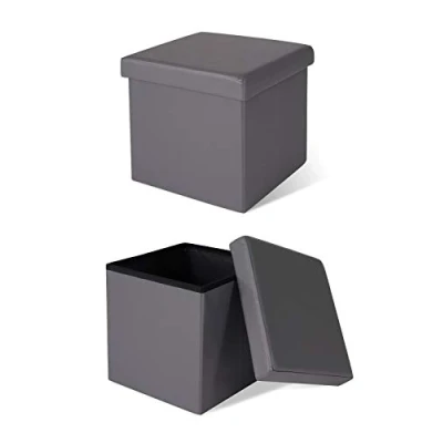 Bild av dibea SO00451, vikbar sittpall, läderimitation, 40 l, kub 38 x cm grå, max 300 kg
