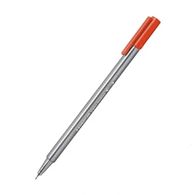 Bild av Staedtler 334 24 Fineliner triplus Dreikantschaft im Kartonetui, metallgefasste Spitze, circa 0,3 mm, 10 Stück, Scharlachrot