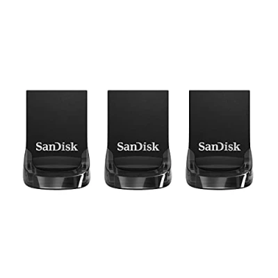 Bild av SanDisk Ultra Fit USB 3.2 flash enhet 32 GB i 3 pack (för bärbara datorer, spelkonsoler och billjudsystem, plug and stey, 130 MB/s läsning, RescuePRO Deluxe programvara)