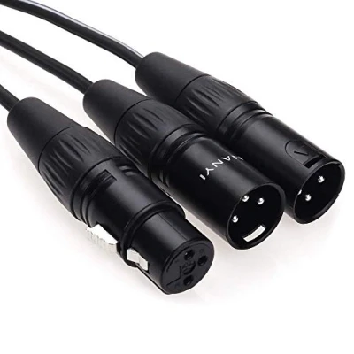 Bild av NANYI XLR splitter mikrofonkabel till lappkablar 3 stifts hane dubbel hona Y kabel adapter DMX meter