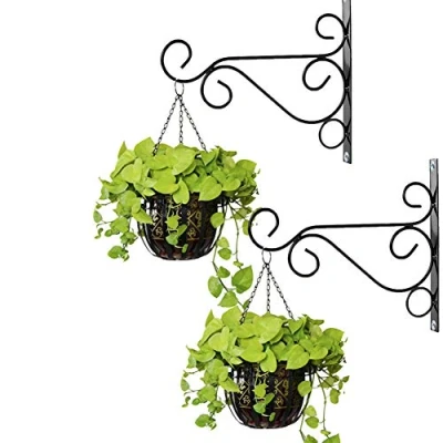Bild av Nuptio 2 Stycken Hängande Korgfästen Utomhus, Svart Metall Trädgård Krokar, 25cm Längd Staket Krokar för Korgar Fågelmatare Planters Lyktor Vind Chimes