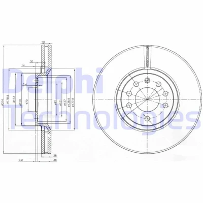 Bild av Bromsskiva DELPHI BG3973
