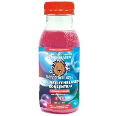 Bild av Bubble Brothers jättetvålbubblor, flytande koncentrat 250 ml för 5 liter tvålbubblor, påfyllningsflaska barnfödelsedag, sommarfest, stora enorma bubblor, tvålbubbellösning
