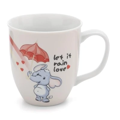 Bild av Mugg Love Elephant 360ml 8x10cm porslin färgglad Tekopp Kaffekopp Porslinsmugg NICI med handtag för kalla och varma drycker, kaffe