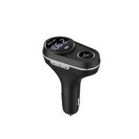 Bild av Tellur B5 Bluetooth V4.2 FM sändare, LCD skärm, handsfree bilkit, MicroSD max 32 GB port, MP3/WMA stöd, 2 USB portar med snabbladdning 2.4A, Siri och Google röstfunktioner kompatibla, svart