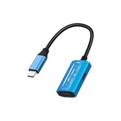 Bild av Mcbazel USB C adapter för AR glas, Support 4K @60Hz och 1080p upplösningar 100 W snabbladdning hane till hona surfplatta/AR/NS omkopplare/Steam Deck/ROG Ally Blue