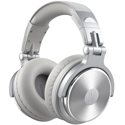 Bild av OneOdio Pro 10 Över örat Hörlurar, Trådbundna Hörlurar med Shareporte Mikrofon, Jack 3,5 mm och 6,35 mm, för Inspelning, Blandning, Studioövervakning, DJ, Gitarr, Podcast, PC (Silvergrå)