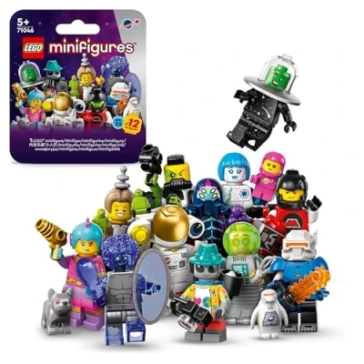 Bild av LEGO Minifigures Series 26 Rymden, Minifigurer att samla på, som en astronaut på rymdpromenad och robotbutler, Byggset för självständig lek, Presentidé till pojkar flickor från 5 år 71046