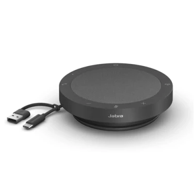Bild av Jabra Speak2 40 bärbar handsfree lösning, 4 brusreducerande mikrofoner, 50 mm bredbandshögtalare, bredbandsljud, med USB A och C, certifierad för MS team, mörkgrå