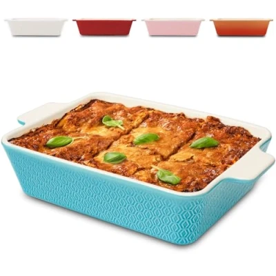 Bild av Stor Keramisk Kastrull extra Hög Kant Non stick och Reptålig Fyrkantig (Orange)