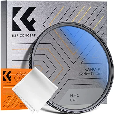 Bild av K&amp;F Concept 82 mm polariserande filter cirkulärt CPL, ultratunn, japansk optik, flerskiktad, med rengöringsduk (Nano K serien)