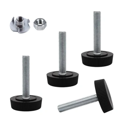 Bild av SKIR&#039;CO 4 st, möbelutjämningsfötter M6 x 30 mm, justerbara runda ben 25 mm diameter, gängutjämningsfot (muttrar ingår)