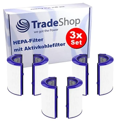 Bild av 3x Trade Shop HEPA filter inklusive aktivt kolfilter kompatibel med Dyson TP07 TP08 TP09 TP7A PH3A ersätter 970341 01 965432 / luftrenarfläkt