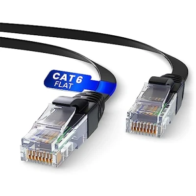 Bild av Mr. Tronic 15m Ethernet nätverk Patchkabel Platt CAT6, AWG24, CCA, UTP, RJ45 (15 Meter, Svart)