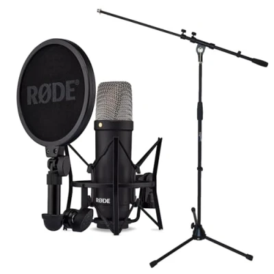 Bild av Rode NT1 signatur svart studio mikrofon kondensatormikrofon keepdrum mikrofonstativ