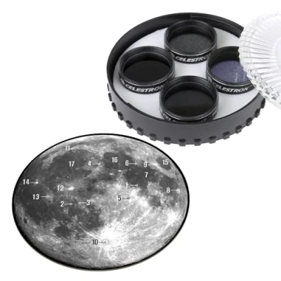 Bild av Celestron 94315 månfilterset passar med 1,25&quot; okularlins, innehåller mån och Sky Glow filter, 3 x ND väska månkarta, svart