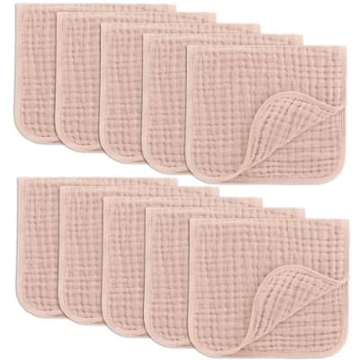 Bild av Comfy Cubs Muslin spottdukar set om 6 stora 100 % bomull handtvättlappar lager extra absorberande och mjuka (rodnad, 10 pack)