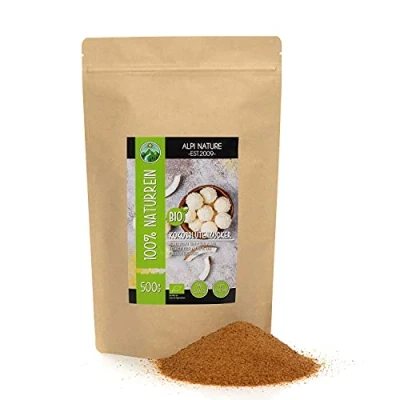 Bild av BIO kokosnötssocker (500g), från kontrollerad organisk odling, glutenfritt, laktosfritt, laboratorietestat, vegan