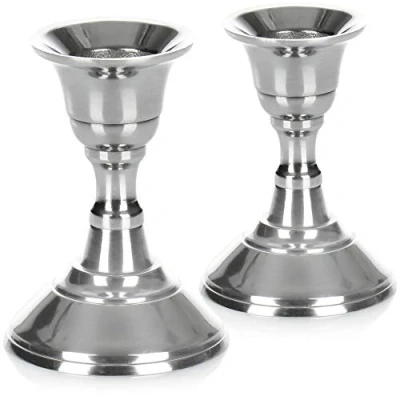 Bild av COM FOUR® 2x ljusstakar i elegant design för ett festligt bord klassisk ljusstake bröllop, årsdagar metallljusstake julbord ljushållare (8,5 cm rund)