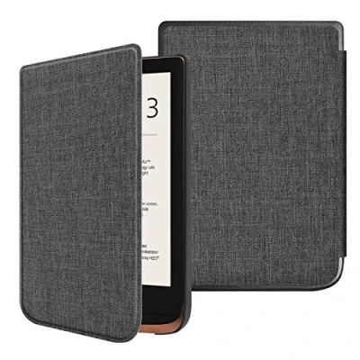 Bild av Fintie Slimshell fodral för Pocketbook Touch HD 3/Touch Lux 4/Basic 2 E Reader premium lätt tygskydd med automatisk vila/väckningsfunktion, denim kol