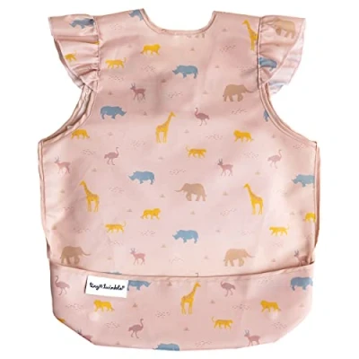 Bild av Tiny Twinkle Mess Proof Baby Bib Waterproof Apron Machine Washable PVC, BPA, &amp; Phthalate Free Great Travel for Eating Food Bibs (Petite Safari, Large 2 4 Years)