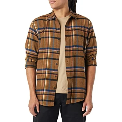 Bild av Amazon Essentials Men&#039;s Långärmad flanellskjorta (finns i Big &amp; Tall), Svart Brun Blandad rutig, L