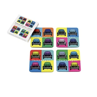 Bild av BRISA VW Collection Snygg &amp; cool Volkswagen Skalbagge dryckesunderlägg av kork med MDF beläggning (set om 4 färger/4 färger)