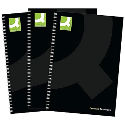 Bild av Q Connect Inbunden trådbunden bok, A5, svart, 3 pack