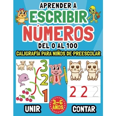 Bild av Aprender a Escribir Números del 0 al 100 Caligrafía para Niños de Preescolar: Un Cuaderno Actividades Escolares Repasar los Grafomotricidad 3 6 años