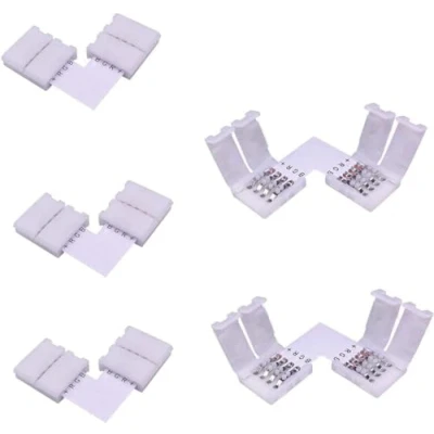 Bild av LitaElek 5 st RGB 5050 LED remsa hörnkontakt 10 mm 4 stift tejp L formad kontakt splitter band rätvinklig anslutningsadapter för SMD remsa, vit
