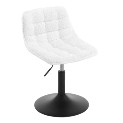 Bild av WOLTU Sminkpall höjdjusterbar pall med ryggstöd, sittpall, mångsidig arbetspall, kontorspall, matstol, 360 roterbar, tillverkad av bekväm chenille, metall, vit, BH408ws 1
