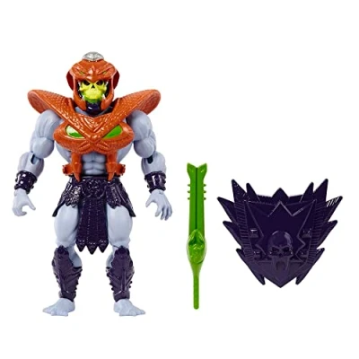 Bild av Masters of the Universe Origins actionfigur, Snake Armor Skeletor från Rise Men, MOTU samlarleksak med rörliga leder, tillbehör och serietidning i miniformat, HKM68