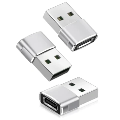 Bild av Basesailor USB C Hona till Han Adapter 3 Pack,Typ Laddningskabel Kontaktadapter för iPhone 12 13 14 15 Pro Max,SE,iPad Mini 6 Air 4 5,Apple Watch 7 8,Samsung Galaxy S23 S22 Plus Ultra FE (Silver)