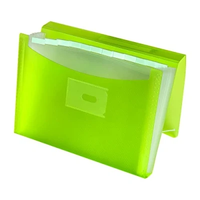 Bild av Oxford, Dragspel sorteringsmapp A4+, Translucent plastlock, 13 fickor, Lime färg