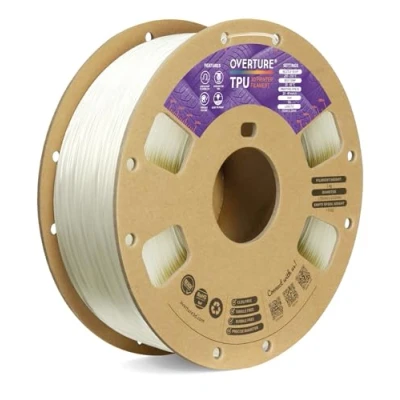 Bild av OVERTURE TPU Filament 1.75mm Flexible Roll, 95A Soft 3D Printer Filament, 1kg Spool (2.2 lbs), Dimensional Accuracy +/ 0.02 mm(Transparent)