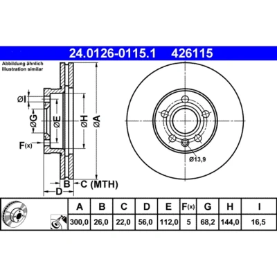 Bild av Bromsskiva Ate 24.0126 0115.1
