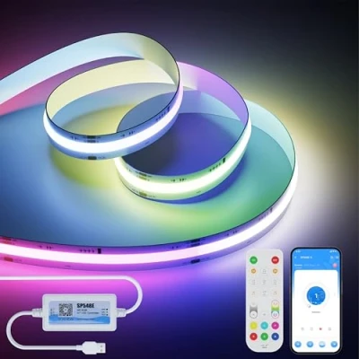 Bild av OULARA 5 V RGB smart IC USB COB LED remsa pixeladresserbar, 3 m ränder färg växlande flexibel tejp ljusfunktion med Alexa/Google Assistant musikläge för fest gör det själv dekoration