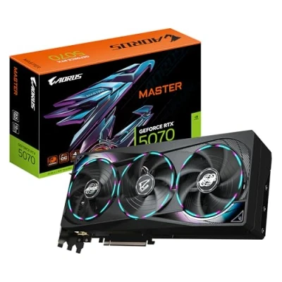 Bild av Gigabyte AORUS GeForce RTX 5070 MASTER 12G grafikkort 12 GB GDDR7, 192 bit, PCI E 5.0, 2715 MHz kärnklocka, 3 x DP 2.1a, 1 HDMI 2.1b, NVIDIA DLSS 4, GV N5070AORUS M 12GD