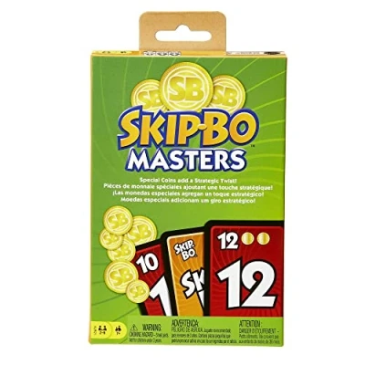 Bild av Mattel Games Skip Bo Masters familjekortspel för resor och spelkvällar, 2 till 6 spelare, HJR21, flerfärgad