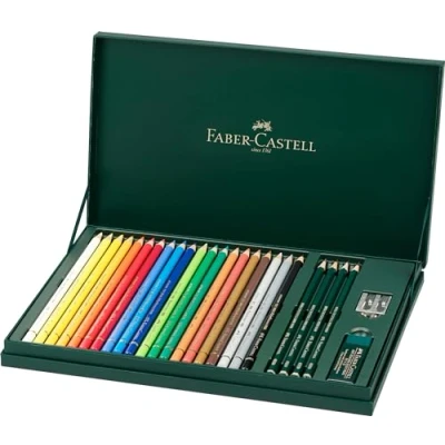 Bild av FABER CASTELL 210051 Presentset Mixed Media Polychromos, 20 pennor med tillbehör, färgglada