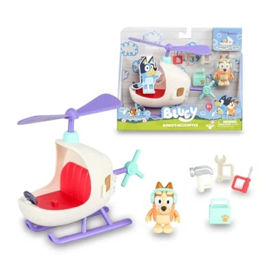 Bild av Bluey Bingo helikopter, Blue Doggy fordon, helikopter med pilottillbehör, bingofigur tillbehör, barnseriefigur och modell, kändis (BLY62200)