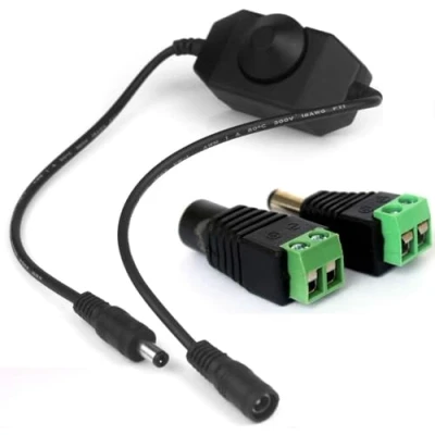 Bild av Taikuwu dimbar LED kontroll 12 V 6 A dimmer justerbar för enkel färg 3528 5050 remsa lampa med DC adapter jack, svart