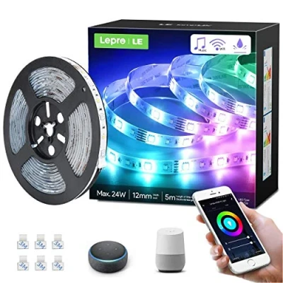Bild av Lepro Smart LED remsa 5 m utomhus, RGBW dimbar Wifi, Wlan band IP65 vattentät, ljusband kompatibel med Alexa, app, Google Home