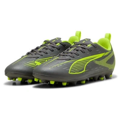 Bild av Puma Ultra 5 PLAY MG JR Unisex Fotbollsskor fasta dobbar för barn, Storlek: 37.5, Matte aged silver/yellow alert Textil/syntet
